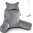 USOR Reading Pillow, Large Back Support Pillow for Sitting Up in Bed, Shredded Memory Foam, Armrests, Pockets & Washable Cover