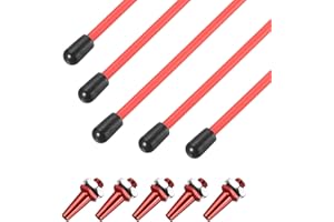 sourcing map 160mm Plastic Protection Antenna Tube, RC Antenna Tube with Mount and Cap for RC Car Boat Drone Receiver Antenna(Red, 5 Pcs)
