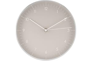 LUUK LIFESTYLE Moderno Reloj de Pared de Cuarzo con segundero, sin tictac, números arábigos, Sencilla decoración escandinava, Regalo para mudanza, salón, Cocina, Pasillo, Dormitorio, Gris Claro