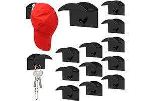 Lymshine 12 Stück Cap Halterung Wand Huthaken Selbstklebend - Hut-Halter Kappenhalter Wand Hut-Organizer Kappenhaken für Die Wandmontage für Baseballkappen, Starker Halt, Ohne Bohren (Schwarz)…