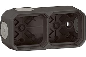 ‎LEGRAND LEGRAND, Plexo New Feuchtraum Aufputzdose 2-fach, Aufputzgehäuse, 3 Membranen, 1 Kabelzugang, horizontal und vertikal installierbar, Farbe: Anthrazit, 069602L