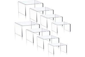 Lighterday Set di 8 alzate in acrilico trasparente, supporto per cupcake, espositore per vetrine, alzate in acrilico per figure