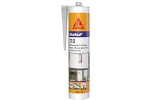 SIKA - Mastic silicone de construction - SikaSeal-110 Menuiserie & Vitrage transparent - Joint de menuiserie et vitrage - Extérieur/intérieur - 300 ml