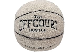 OUKEYI 9.8"/25cm Offcourt Basketball Plush Toy, Soft Basketball Plush Pillow Stuffed Basketball Plush Toy Sofa Ball Pillow Household Stuffed Ball for Fans Boys and Girls All of Age (Beige)