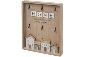 LEKE GO Caja para Llaves de Madera con 6 colgadores de Pared para Entrada, Armario para Llaves diseño Decorativa, Guardallaves para Recibidor 24x30 cm (Home Casas)