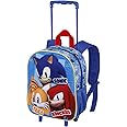 Sonic The Hedgehog - SEGA Sega-Sonic Trio-Small 3D Backpack with Wheels, Blue, 26 x 34 cm, Capacity 12.5 L
