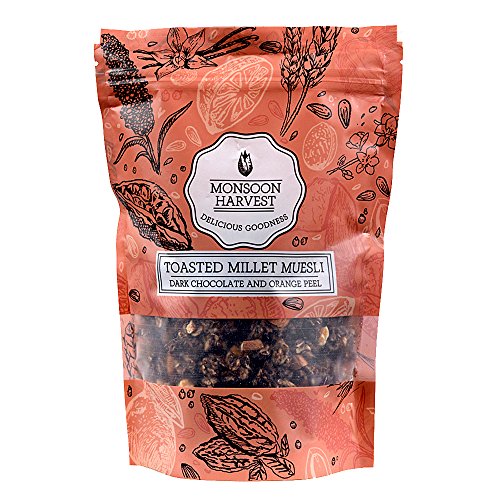 Monsoon Harvest: Toasted Millet Muesli, Breakfast Cereal - Dark Chocolate & Orange Peel, 250 Grams RS.210 (16.00% Off) - Amazon