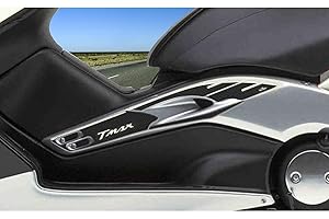 Resin Bike Adhesivos de Moto Compatibles con Yamaha Tmax 500 2001-2007. Protecciones Laterales Boomerang de Choques y Arañazos de Moto. Par de Adhesivos 3D Resinados - Efecto Carbono y Blanco