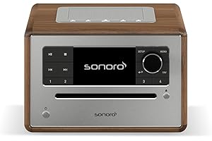 sonoro Elite Internetradio mit CD-Player (FM, DAB Plus, Podcasts, Spotify, Amazon Music, Deezer) Walnuss