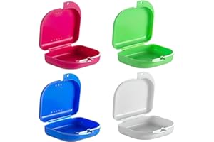 peaceking 4 Piezas Caja Ortodoncia Dental, Cajas para Ferula Dental, Estuche de Postiza con Orificios de Ventilación, Fundas Baños Dentadura para Guardar Protesis Invisalign Aparatos Dentales