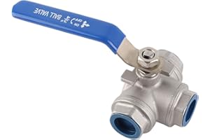 FTVOGUE Acero inoxidable SUS304 tubo válvula de bola de tres vías T-tipo rosca hembra 3 4" DN20, válvula de bola