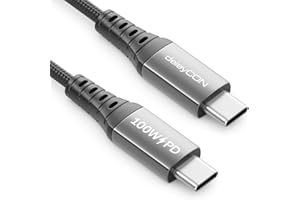 deleyCON 1,5m Câble USB-C (Câble de Charge Rapide 100 W) PD 3.0 PPS Câble de Charge USB-C vers USB-C pour iPhone 17 16 15 Pro Max Air Galaxy S25 S24 A16 A56 Pixel iPad Pro MacBook AirPods Tablette