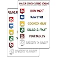 Colour Coded Chopping Boards Sign Kitchen food safety sign - Self adhesive sticker Pack of 2 (300mm x 200mm)