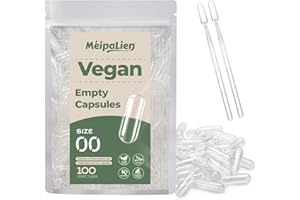 MéipaLien Size 00 Empty Vegan Capsules (100 Count), Clear Empty Pill Capsules, Plant Based Vegetarian Capsule for DIY Supplements - Kosher, Gluten Free, Non-GMO Certified