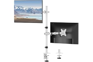 WORLDLIFT Dual Monitor Stand- Vertical Stack Monitor Desk Mount for Two Screens Up to 32 Inch Height Adjustable Screen Supports with Swivel, Tilt, Rotation, C-Clamp and Grommet Bases