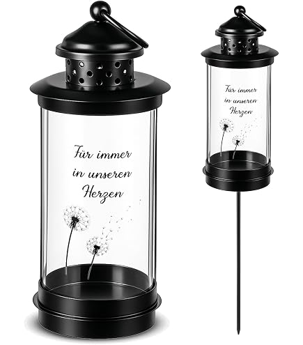 David Fischhoff Lanterna Commemorativa Impermeabile Con LED E Timer - Marito (Husband), Luce Tremolante Per Tombe E Giardini