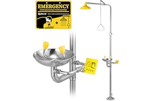 CGOLDENWALL Kombi-Notduschstation Augenduschsystem und Waschstation für das Gesicht (Edelstahl 304)