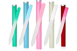 UMORISMO 5 Pack Glass Nail File, Professional Crystal Nail File, Multicolor Crystal Nail File Set with Case Fingernail Files Double-Sided Nail Files for Natural Nails Manicure Tools, Gift for Women and Girls