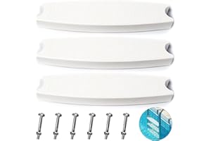 TonGass (3-Pack) 18" Universal Heavy-Duty Molded Plastic Swimming Pool Ladder Rung Step with Stainless Steel Bolts White