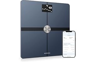 ‎WITHINGS Withings Body+ - WLAN-Smart-Waage mit Körperzusammensetzungsfunktion, Messung von Körperfett, BMI, Muskelmasse, Wasseranteil, digitale Körperfettwaage, App-Sync via Bluetooth oder WLAN, Schwarz