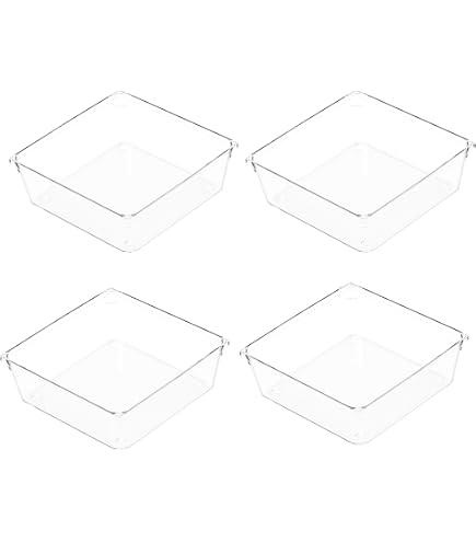 3 Organizer Per Cassetti In Plastica PET Trasparente – 15,2x30,5x5,1 Cm – Per Cucina, Ufficio, Trucco