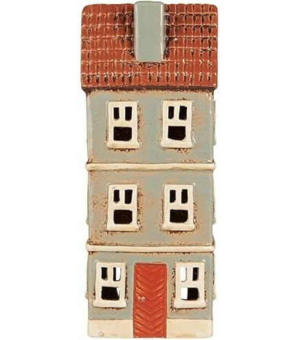 IB Laursen Nyhavn Huis voor Theelichtje Lichtblauwe Deur, B: 7,5 x H: 20,5 L: 10