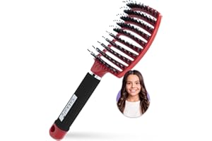 SAKKAL Haarbürste Haarstyling Bürste für Lange Feine Dicke Lockige Haare ohne Ziepen, Profi Entwirrungsbürste Griff, Wildschweinborsten detangler kinder entwirrburste damen herren entwirren