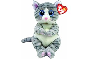 TY - Peluche - Beanie Bellies - Gatto - Mitzi - Grigio tigrato - Occhi azzurri grandi e glitter - I peluche morbidi e coccolosi - 20 Cm - 40597