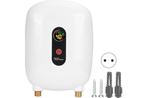 Cryfokt Calentador De Agua Eléctrico Sin Tanque, Calentador De Agua Sin Tanque De 3500 Vatios Mini Calentador De Agua Eléctrico Instantáneo Sin Tanque para Baño, Cocina, Lavado(yo)