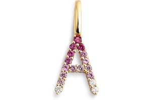 SINGULARU - Charm Letter Spark Sakura. Colgante en Plata de Ley con Acabado en Baño Oro de 18Kt y Circonitas Joyas Para Mujer. Letras A - Z