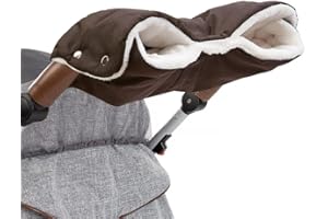 KEBNOR DIAOPROTECT Chauffe-mains pour poussette, gants avec intérieur en polaire, manchon de poussette respirant, imperméable, coupe-vent, taille universelle pour poussette, remorque de vélo (marron)