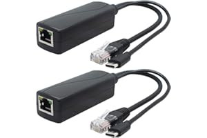 ANVISION 2-Pack 5V Gigabit PoE Splitter, USB tipo C, adattatore da 48V a 5V 2.4A, conforme IEEE 802.3af