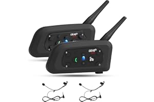 EJEAS V6C Referee Bluetooth Intercom, 850 mAh, Full Duplex 1200 m, bezprzewodowy interphone z zestawem słuchawkowym i opaską do biegania, do gry w piłkarzy, hokeja, rugby sportu (2 sztuki)