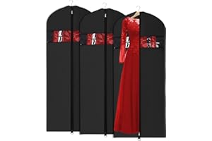 Univivi Garment Bags for Dresses, Clothes Covers Protector Bags 60", Waterproof Dust Proof Garment Covers Moth Proof Dress Cover Bag, Wedding Dress Bag, Suit Bags for Travel and Storage - 3 Pack
