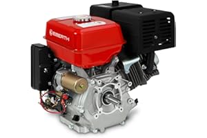 EBERTH 15 PS 11,03 kW Benzinmotor mit 25 mm Ø Welle, E-Start, 17ah 12V Batterie, Standmotor Kartmotor Antriebsmotor mit Ölmangelsicherung, 4-Takt 1 Zylinder Benzin Motor, 420 ccm Hubraum, luftgekühlt