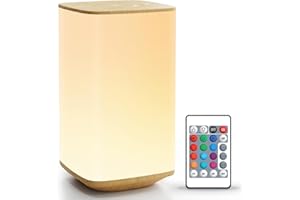 Auxmir Nachtlicht Nachttischlampe Touch Dimmbar, 4000mAh Aufladbar LED Tischlampe Kabellos mit 256 RGB Farben 4 Modi, Stilllicht Baby mit Fernbedienung & Timing Funktion, Lampe für Deko Schlafzimmer