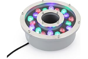 AMDHZ LED Ring Fountain Light, Pond Landscape Lights IP68 Waterproof Middle Hole Pond Lights Submersible for Underwater Fountain Pool (Color : RGB, Size : 6W(12V))