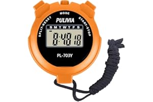 PULIVIA Reloj cronómetro digital con alarma de calendario y cronómetro, para entrenadores, natación, correr, deporte, color amarillo