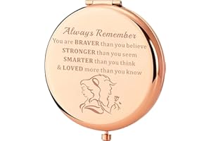 KEYCHIN Beauty Beast Movie Pocket Mirror Princess Belle Fans Gifts Always Remember You are Braver Stronger Smarter Than You Think Compact Mirror for Women Girls Teenagers (Beauty Beast Mirror-RG)