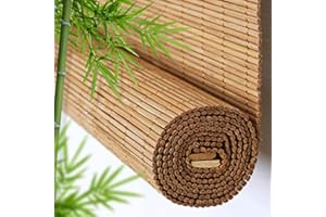 X1NGFU Tenda A Rullo in bambù Naturale,Tende Avvolgibili Traspiranti,Tende da Finestra per Esterni,Veneziane per Finestre,Colore Carbonizzato,per Giardino/Veranda,Personalizzate (80x140cm/32x55in)