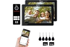 ‎ANJIELO SMART Verdrahtete Videosprechanlage für Wohnungen, 2-Familien-Türklingel, 7-Zoll-Touchscreen-Display, Entriegelungsunterstützung, Zwei-Wege-Sprechanlage, Bewegungserkennung (schwarze)