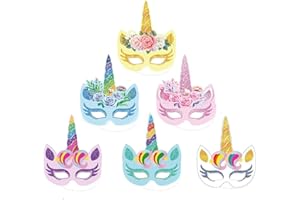 XPEX 12pcs Masques à colorier pour Enfants Licorne Masques à colorier Masque en Papier Blanc Bricolage Peint à la Main-pour Halloween Carnaval Masque licorne,Masque Blanc à décorer