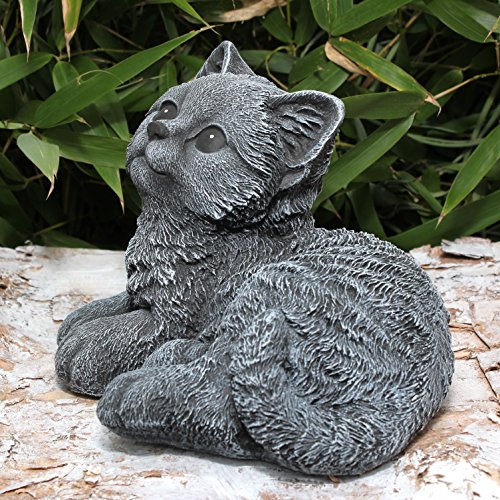 Steinfigur Katze sitzend – Schiefergrau, Garten, Deko, Stein, Figur, Frostsicher - 5