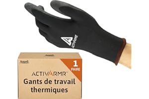Ansell ActivArmr 97-631, Gants Thermiques Anti-Froid, Protection Résistante Avec Revêtement PVC, Chauffants Pour Dextérité, Intérieur Acrylique, Travail Taille M, 1 Paire