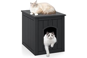 COSTWAY domek dla kotów, szafka z klapką i podwyższonym dnem, szafka dla kotów na toaletę, dom dla zwierząt z PP na wewnątrz i na zewnątrz, stolik pomocniczy dla małych kotów, psów i zwierząt domowych