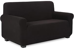 ‎TIANSHU TIANSHU Sofabezug 2 sitzer, Stretch Spandex Couchbezug Sesselbezug Elastischer Antirutsch Stretchhusse Weich Stoff,Jacquard-Stretch-Sofabezug, Schonbezug für Sofa-Sofahalter(Schwarz)