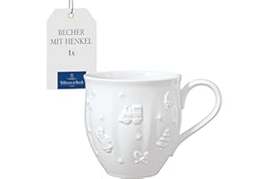 Villeroy & Boch - Toy’s Delight Royal Classic Becher mit Henkel, große Tasse mit Reliefmuster, Premium Porzellan, 0,5 L, weiß, 1 Stück (1er Pack)