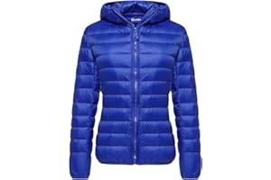 Wantdo Femme Veste en Duvet Manteau Matelassé à Capuche Léger Compressible Veste Coupe-Vent Isolée de Montagne à Capuche Mince Veste d'Extérieur Courte