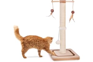 CanadianCat Company | Kratzstamm für Katzen - Charly - mit Spielzeug | interaktives Katzenspielzeug selbstbeschäftigung | mit 60cm-hoher Kratzsäule | ca. 29 x 29 x 65 cm