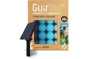 GuirLED - Guirlande d'extérieur boules lumineuses Guinguette LED - Étanche IP55 - Panneau solaire haut rendement - ON/OFF automatique - 32 boules 6m - Altitude